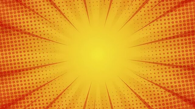 Abstract retro pattern yellow orange sunburst background comic dots radiant center bright orange comic burst background dynamic poster design seo friendly searchable