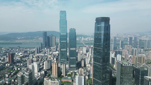 Modern Changsha Skyline and High Rise Towers by the Xiang River, Hunan, China in Changsha, Hunan, China
