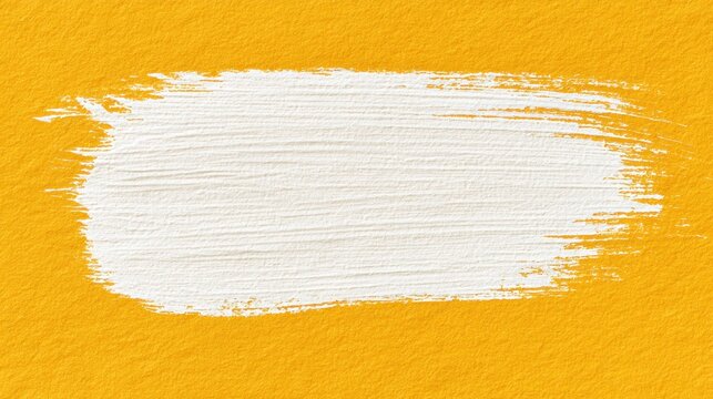 White brush stroke on yellow textured paper background for design card poster layout and blank copy space