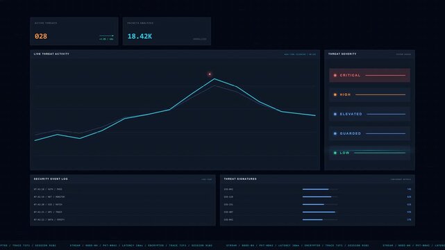 Live Threat Data Stream Wall Cybersecurity Dashboard