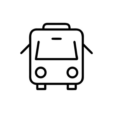 Bus front view flat design line icon vector.