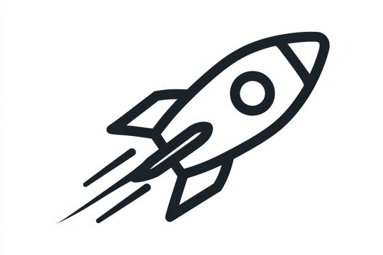 Simple rocket icon in black outline style