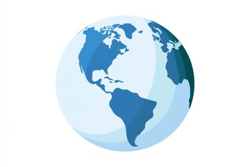 Fototapeta premium Blue globe shows Earth's continents, oceans, and light effect