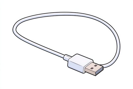 White USB cable lies coiled