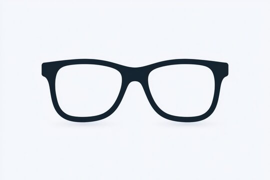 Dark-framed eyeglasses rest on a soft white background