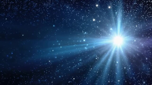 A bright star shines in the vast expanse of the cosmos, illuminating countless distant galaxies in this stunning depiction of deep space. ..Created with Generative AI, not depicting real subjects.