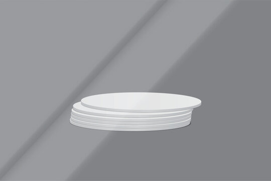Bank white round coasters with soft shadows, creating a clean minimalist mockup for beverage branding, cafe menus, packaging, tabletop products, cup holder, table surface protector and product Ads