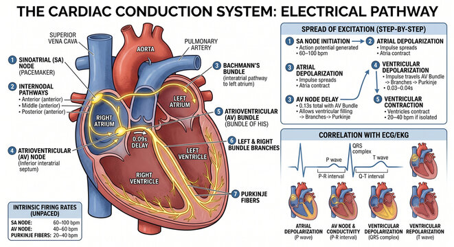 The Human Cardiac Conduction System: Electrical Pathways of the Heart