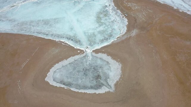 Tibet Winter Frozen Lake Aerial View Alien Shape