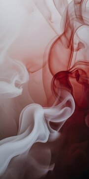 Fondo abstracto de humo fluido en tonos blanco y rojo suave sobre fondo oscuro