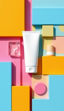 Structured skincare form compositions made of clean graphic flat sunlight blocks are highlighted in a clean minimalist illustration setup