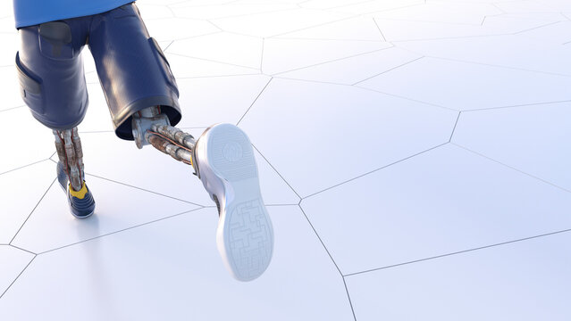 Robot running, 3d rendering