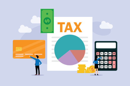 Tax Calculation and Financial Audit Concept 2d flat vector illustration