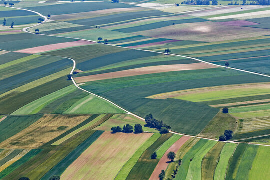Austria, Lower Austria, fields landscape as seen from Hohe Wand