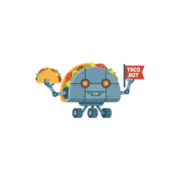 Futuristic Taco Robot Mascot Isolated Vector Design