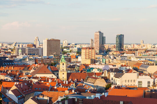Slovakia, Bratislava, view to city center from above