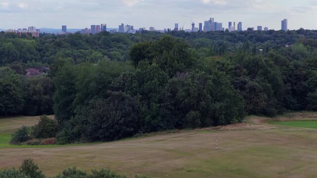 Aerial Video of Heaton Park Golf Course and Manchester Skyline
