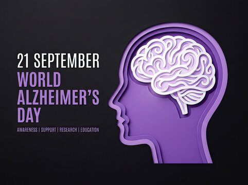 Paper head silhouette with brain outline suitable for medical campaigns symbolizing Alzheimers awareness mental health and neurological support