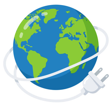 Earth globe with electric power plug