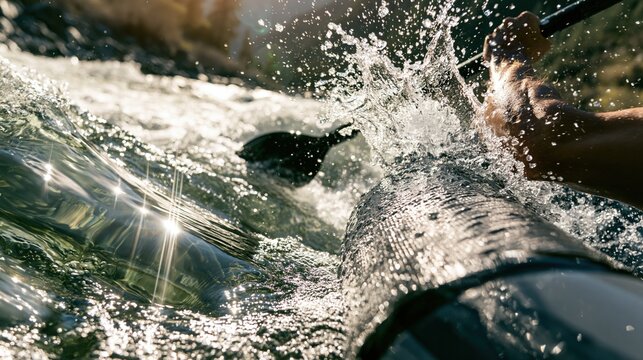 Dynamic water splash from swimmer doing summer water sports
