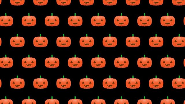 Animated pattern of carved pumpkins ideal for Halloween backgrounds