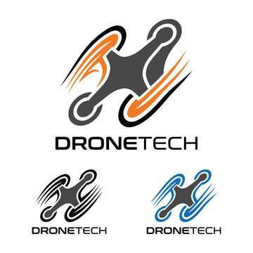Dronetech logo design with drone icons and branding
