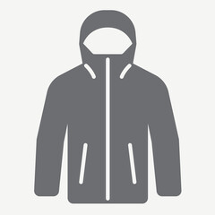 Windbreaker solid icon, windproof jacket, outerwear concept. Vector graphics. Weather resistant, clothing sign with glyph style icon for mobile or web design © iconqueen