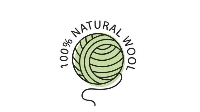 Video label or badge for natural wool. Symbol wool for clothes.