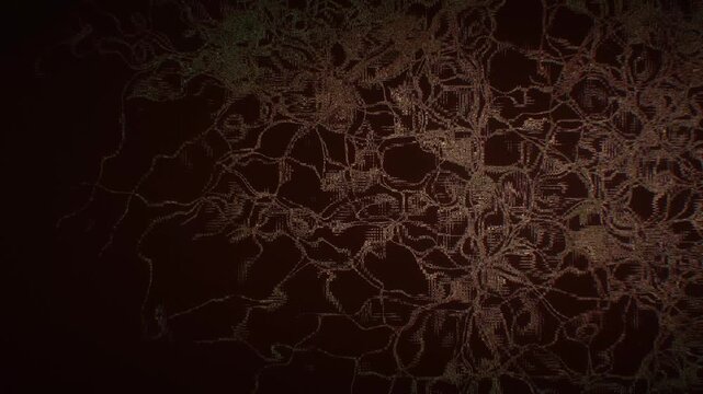 Orange and red grunge noise turns into aurora-like light ridges, a dark seamless loop with a moody mineral feel.