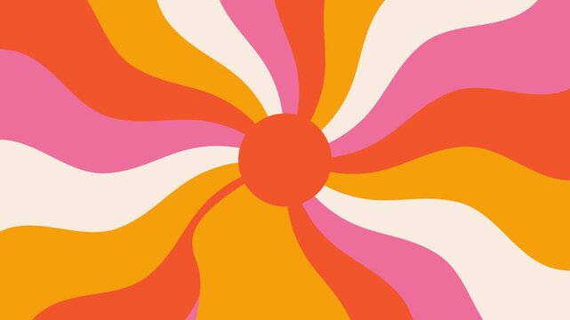 Abstract groovy retro wavy sun rays background