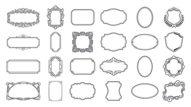 Classic vintage border frames and luxury ornate line labels for text.