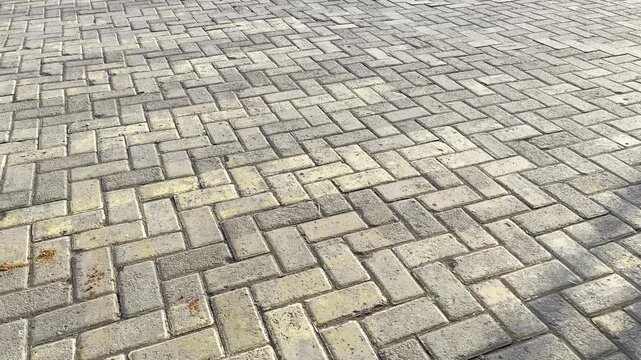 Concrete pavers texture on a public pedestrian path