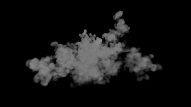 Shockwave smoke explosion stock video effect in 4K resolution with realistic puff blast cloud alpha channel transparent motion graphics element perfect for cinematic visual overlay editing background