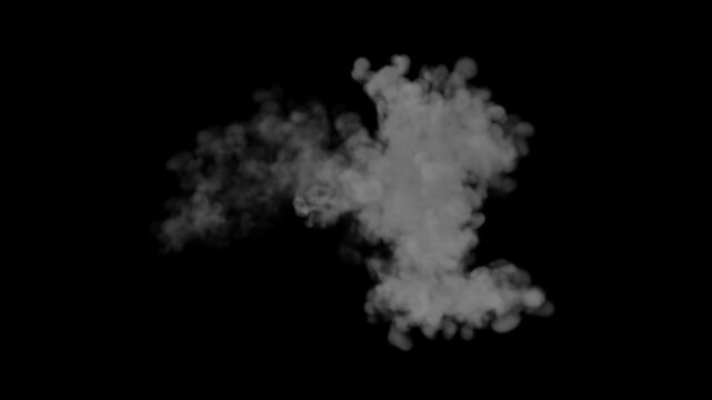 Smoke explosions simple motion graphics pack including realistic dynamic puff cloud blast elements in 4K resolution with transparent alpha channel perfect stock video overlay 
