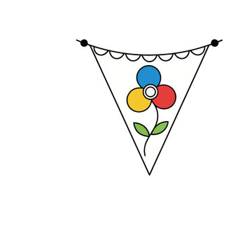 Triangle banner with colorful flower illustration