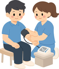 Fototapeta premium Nurse Checking Patient Blood Pressure Illustration