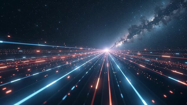 Futuristic Journey Through a Starry Space Corridor