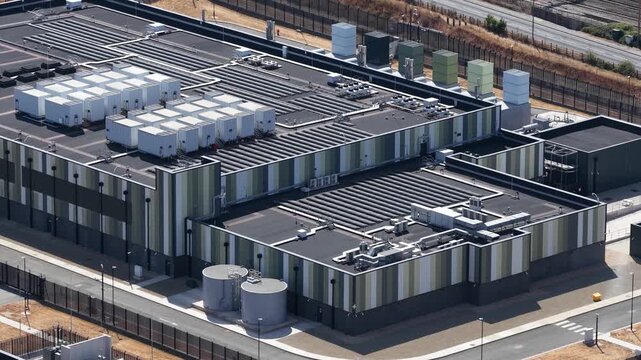 Aerial View of Data Center Infrastructure for Cloud, AI and Big Data