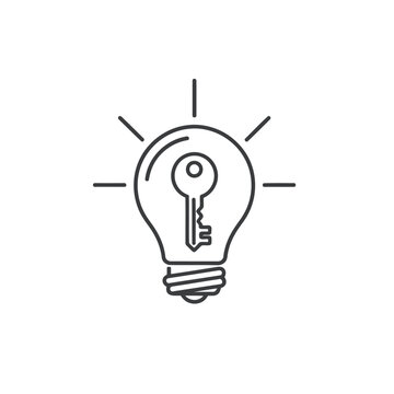 Idea Unlock Light Bulb Key Innovation Icon