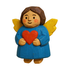 Naklejka premium PNG Whimsical wooden angel figurine