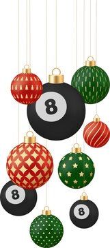 Festive 8-Ball Ornaments Rendered