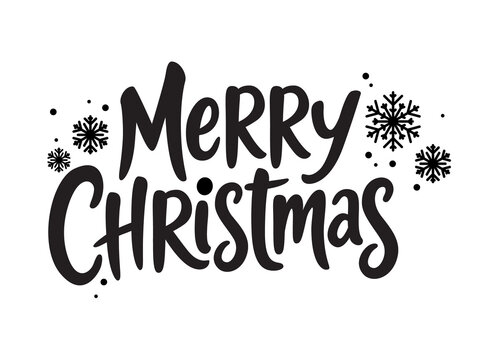 Lettering Merry Christmas with a snowflakes. Illustration on a transparent background isolated