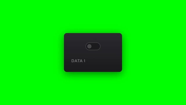 Minimalist Toggle Switch Animation Turning Off with Data Unavailable Message on Green Screen