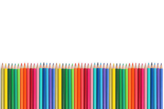 Colorful Pencils Arranged in a Row