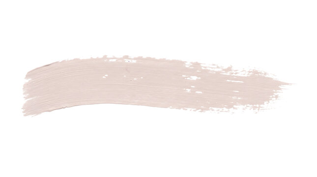 Beige acrylic paint brush stroke isolated on transparent background