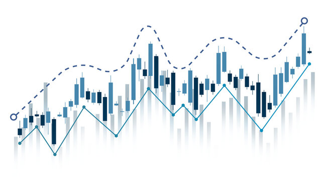 Bar trading graph financial stock market and investment, analytics chart with blue tones color and clean design. In transparent format or png