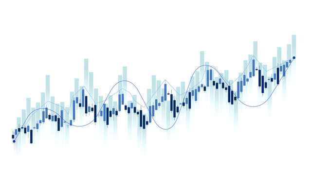 Bar trading graph financial stock market and investment, analytics chart with blue tones color and clean design. In transparent format or png