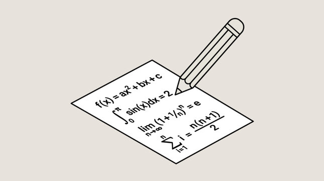 Hand drawn pencil writing complex mathematical formulas on a piece of paper.