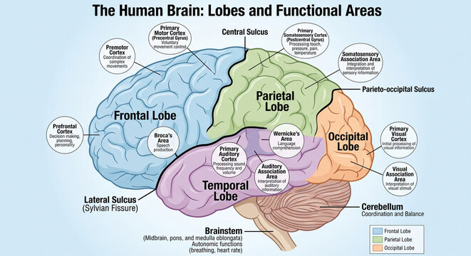 The Human Brain: Lobes and Functional Cortical Areas