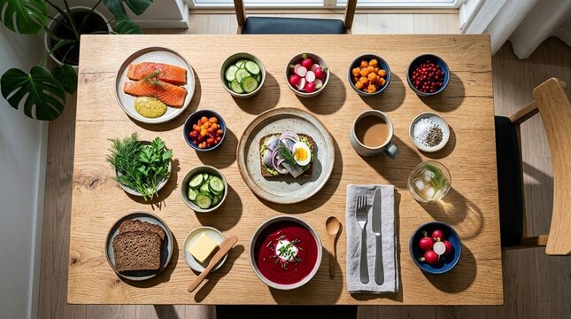 Artisan bread and pastries displayed on rustic wooden boards, a careful arrangement of gourmet baked goods for a bakery setting, perfect for food marketing or breakfast themes
